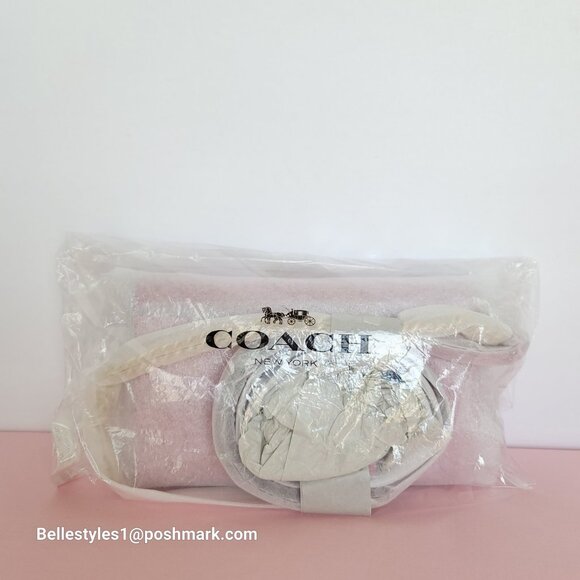 COACH Anna Pebbled Leather Fold-over Clutch Crossbody With Chain- Bold Pink ⭐ - Picture 16 of 16